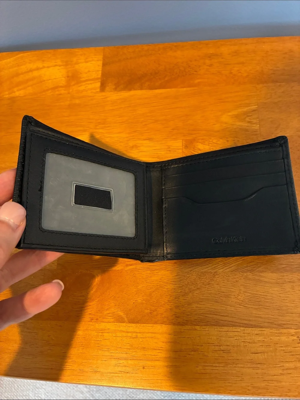 Mens Calvin Klein Xcap Slimfold Leather Wallet with CK Logo, Black, Brand New